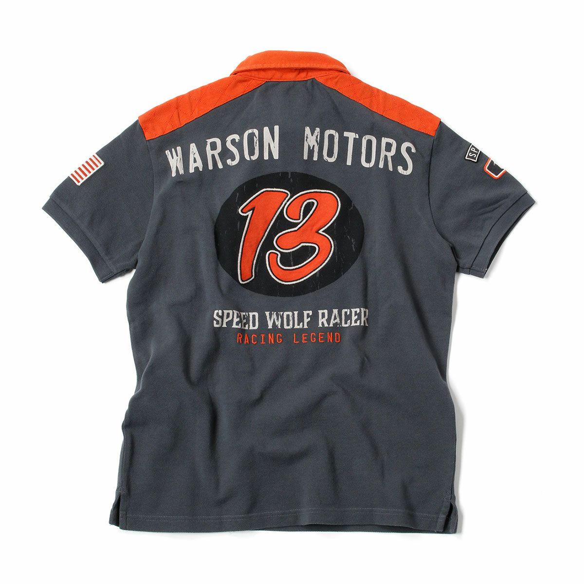 Warson Motors｜スピード ウルフ ポロ｜ポロシャツ｜カーボン×オレンジ
