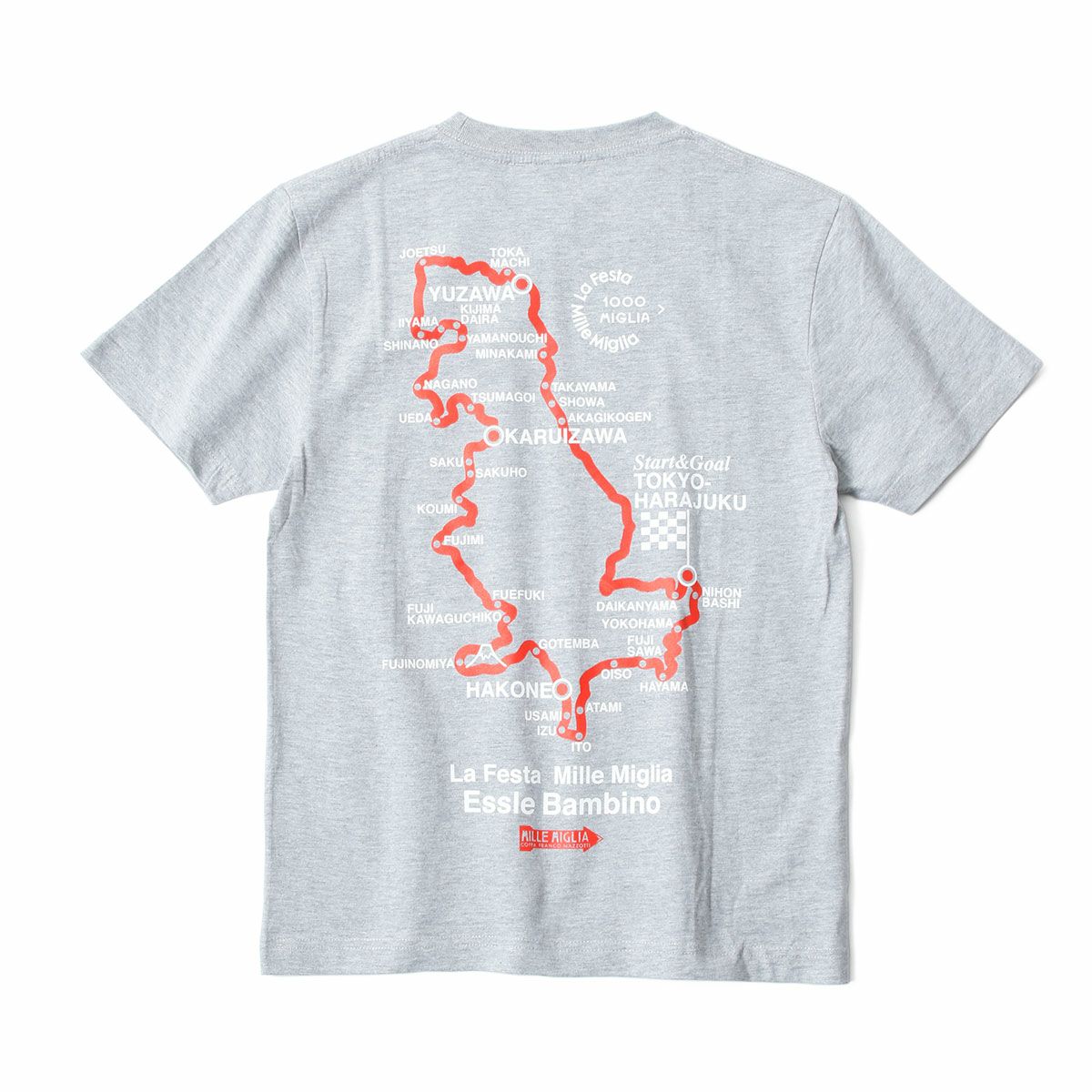 Mille Miglia｜ルート マップ 2017 Tシャツ｜グレー