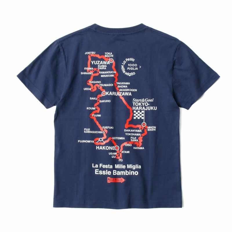 Mille Miglia｜ルート マップ 2017 Tシャツ｜ネイビー