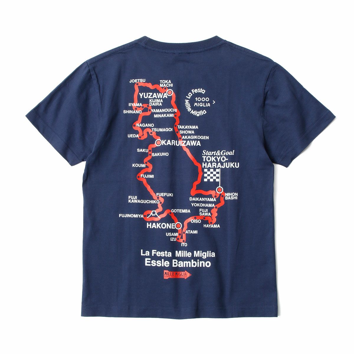 Mille Miglia｜ルート マップ 2017 Tシャツ｜ネイビー
