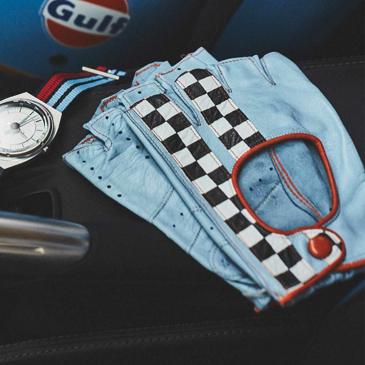 Motorimoda｜ナポリ ドライブ チェッカー｜ハーフ｜スカイ