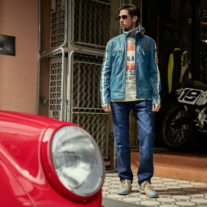 GRANDPRIX ORIGINALS｜GPO レーシング スニーカー ガルフ ブルー｜Gulf Blue｜モデル着用