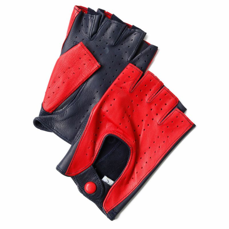 Motorimoda｜ビコローレ ドライビンググローブ｜ハーフ｜レッド×ネイビー