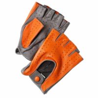 Motorimoda｜ビコローレ ドライビンググローブ｜ハーフ｜オレンジ×チャコールグレー