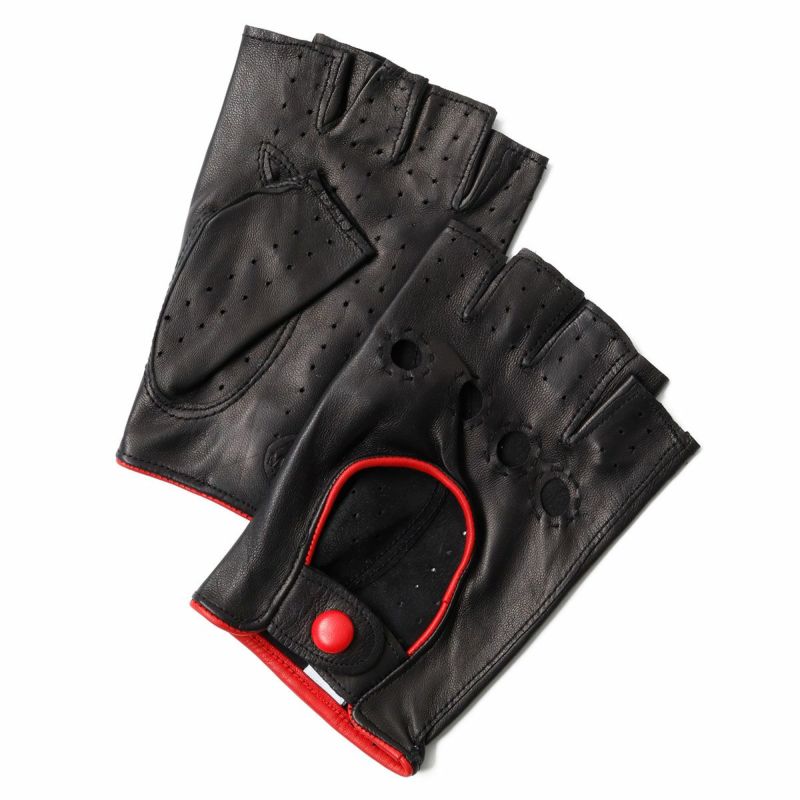 Motorimoda｜ビコローレ ドライビンググローブ｜ハーフ｜メタルブラック×レッド