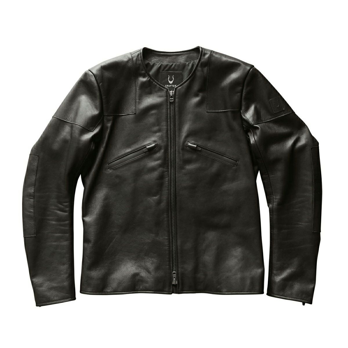 CRUFTER｜CR-MJ1N ノーカラー シングル ライダース｜レザー