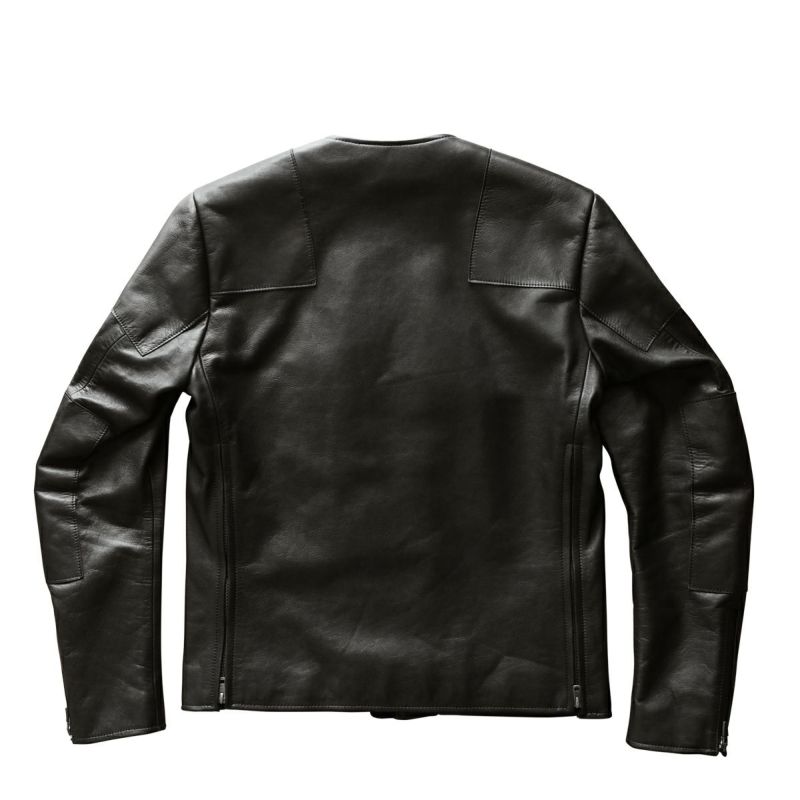 CRUFTER｜CR-MJ1N ノーカラー シングル ライダース｜レザー｜ブラック