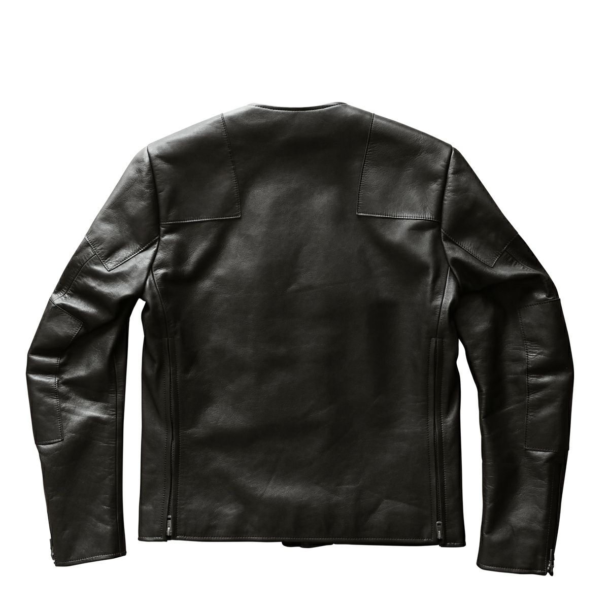 CRUFTER｜CR-MJ1N ノーカラー シングル ライダース｜レザー｜ブラック