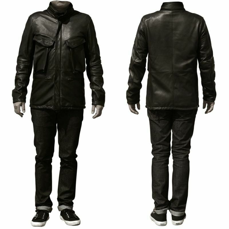 CRUFTER｜CR-MJ4 レザー フィールド ジャケット｜レザー｜ブラック｜モデル着用