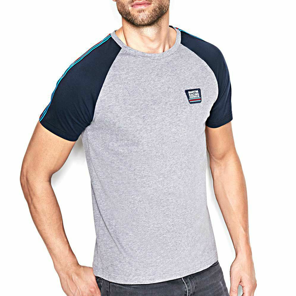 PORSCHE MARTINI RACING｜ツートンカラー Tシャツ｜グレー×ネイビー｜モデル着用