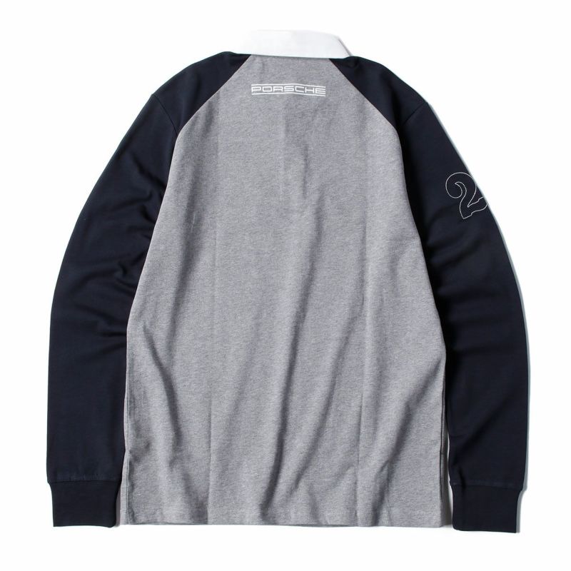 PORSCHE MARTINI RACING｜ロングスリーブ ラガーポロ｜ポロシャツ｜グレー×ネイビー