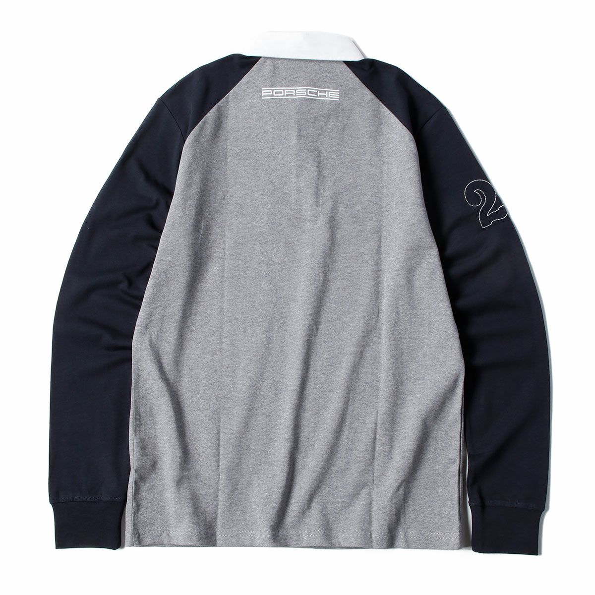 PORSCHE MARTINI RACING｜ロングスリーブ ラガーポロ｜ポロシャツ｜グレー×ネイビー