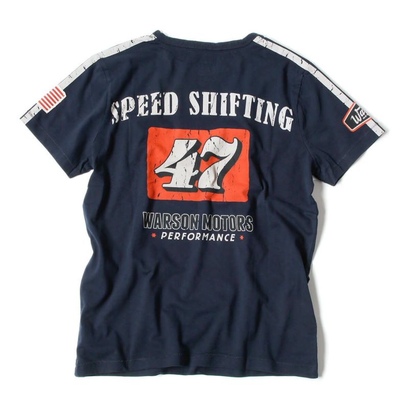Warson Motors｜スピード シフティング Tシャツ｜ネイビーｖ