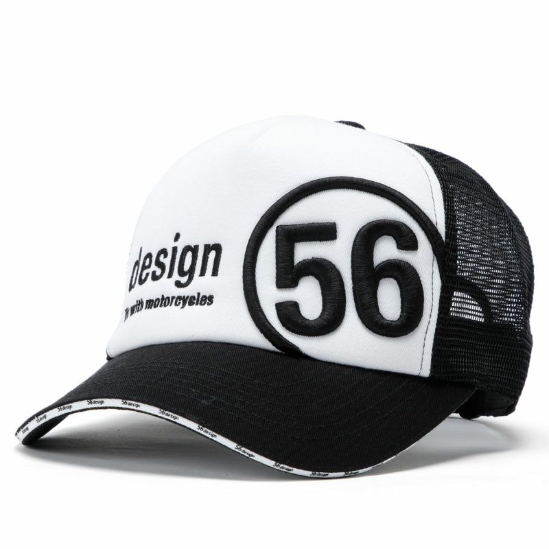 56design｜サークル メッシュ キャップ｜帽子｜ブラック×ホワイト