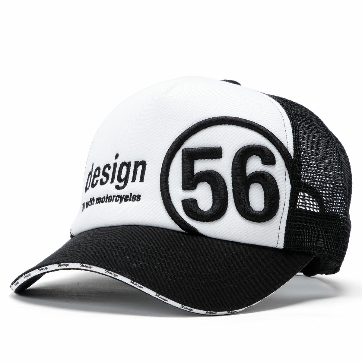 56design｜サークル メッシュ キャップ｜帽子｜ブラック×ホワイト