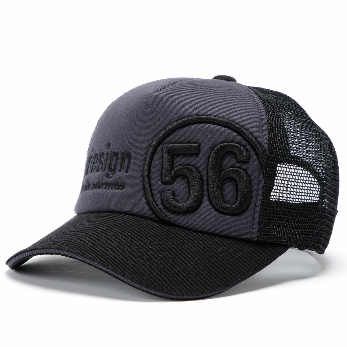 56design｜サークル メッシュ キャップ｜帽子｜ブラック×グレー