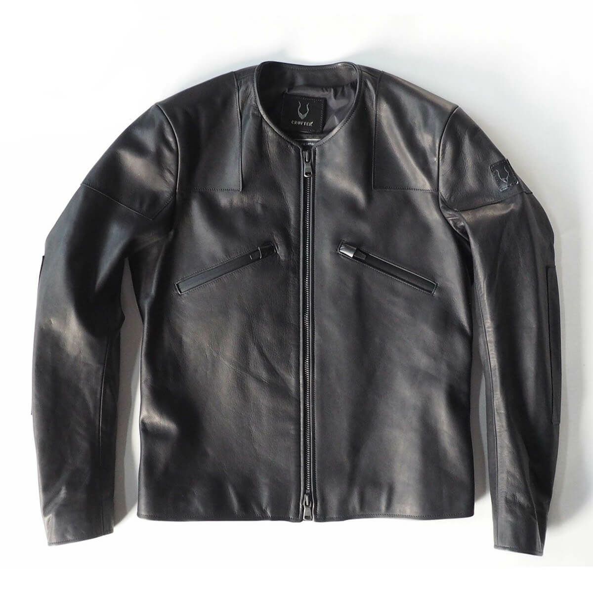 CRUFTER｜CR-MJR1 ノーカラー シングル ライダース｜レザー