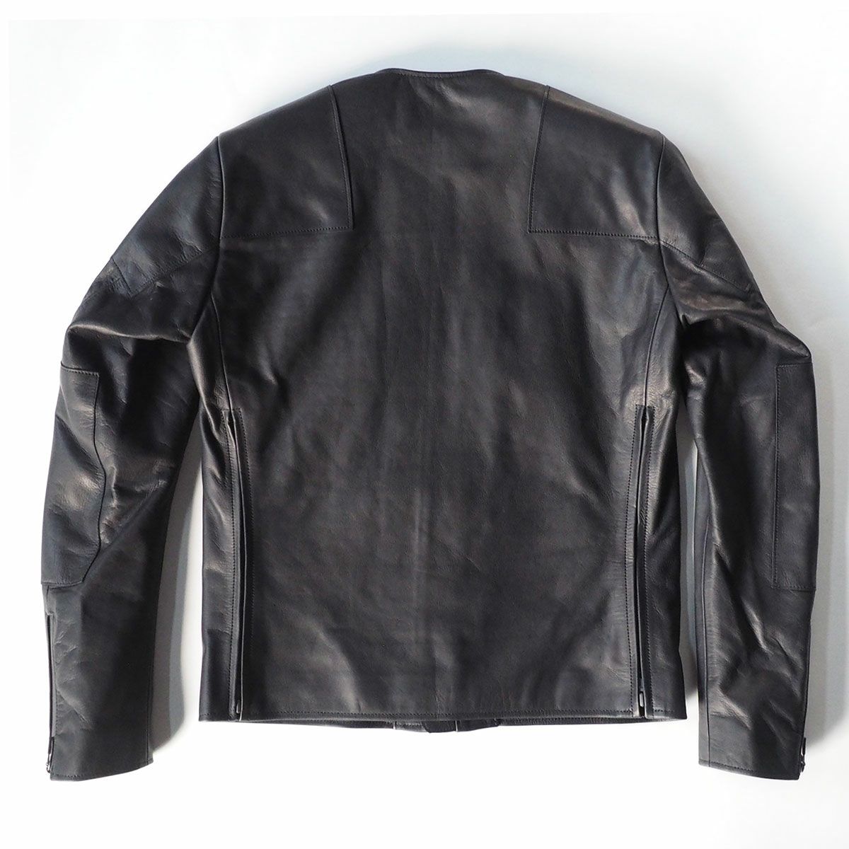 CRUFTER｜CR-MJR1 ノーカラー シングル ライダース｜レザー｜ブラック