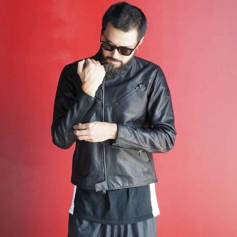 CRUFTER｜CR-MJR2 セミダブル ライダース｜レザー｜ブラック｜モデル着用