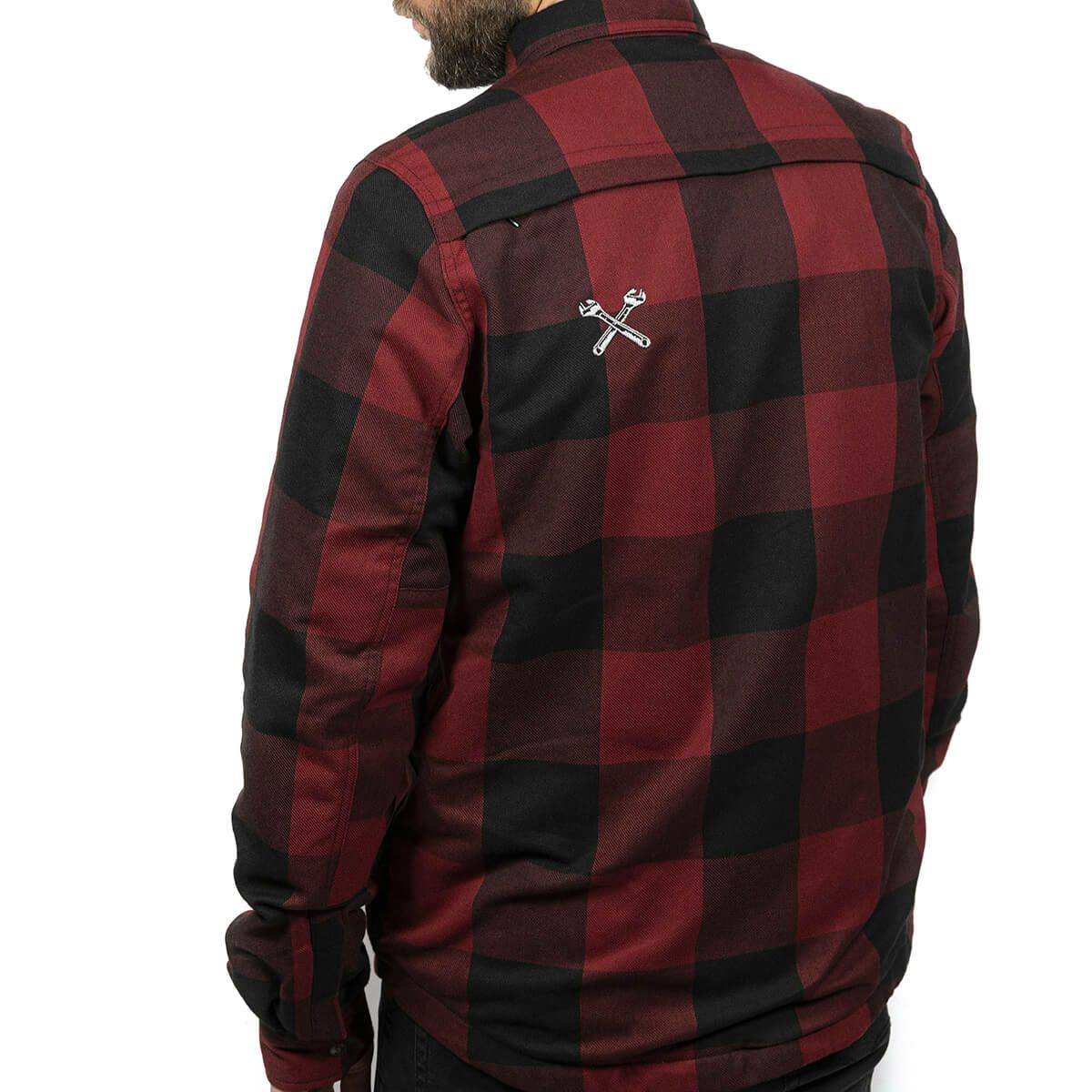 John Doe｜XTM モトシャツ｜ファブリック｜レッド｜モデル着用