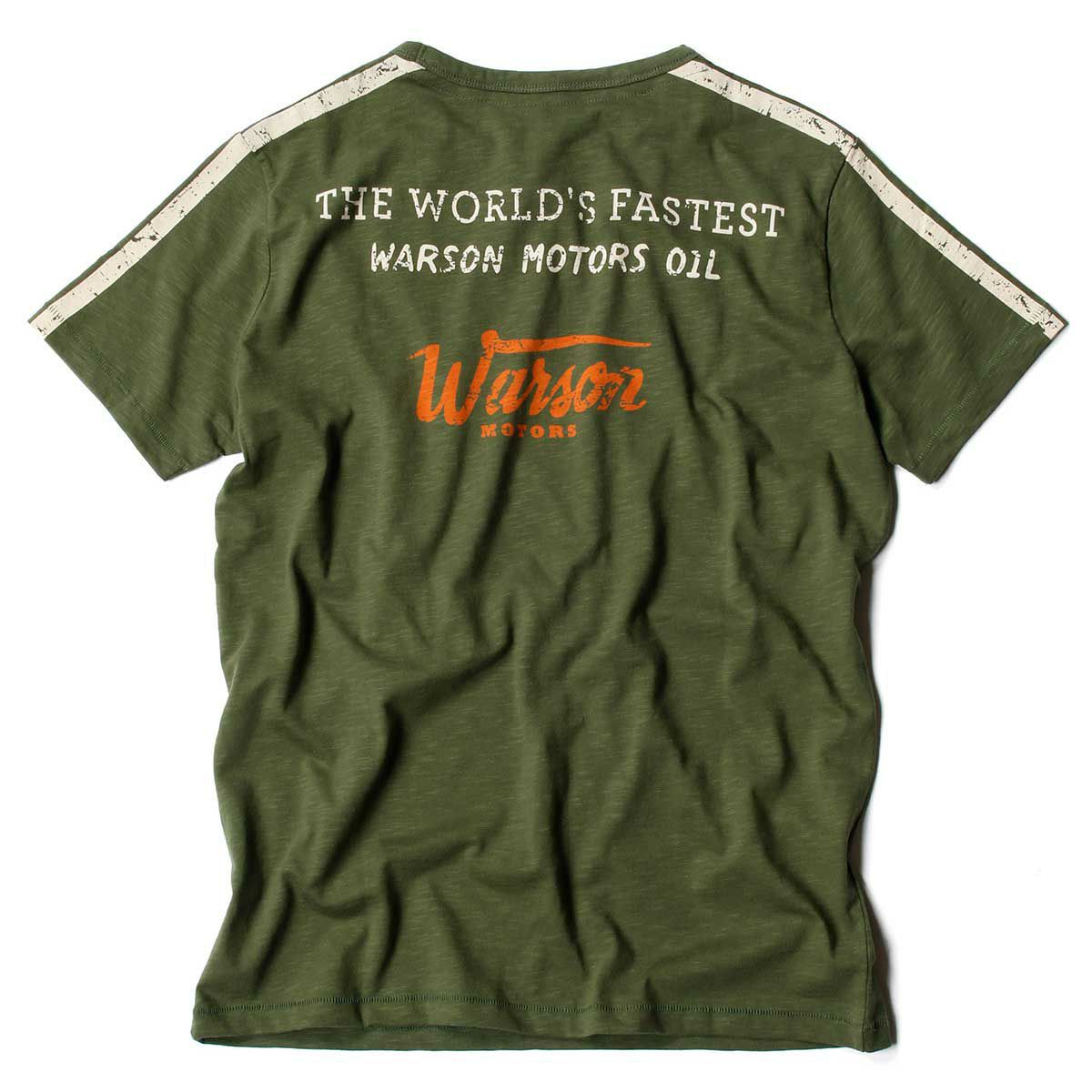 Warson Motors｜スリルズ アンド スピルズ Tシャツ｜オリーブ