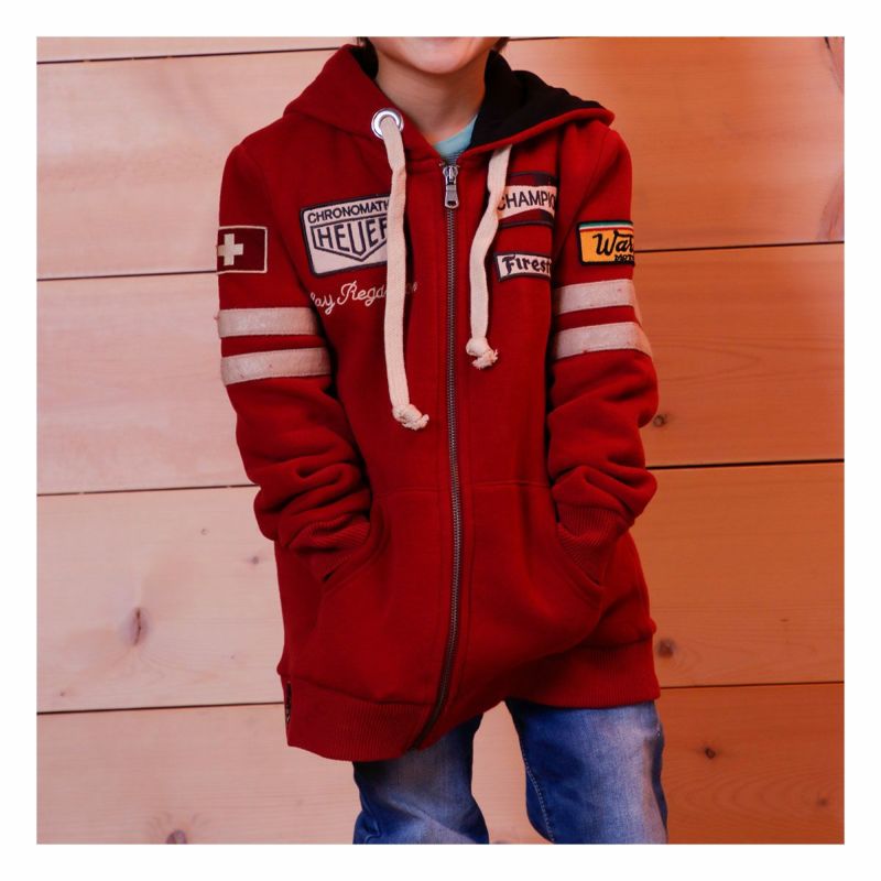 Warson Motors｜レガツォーニ フーディ キッズ｜レッド｜モデル着用