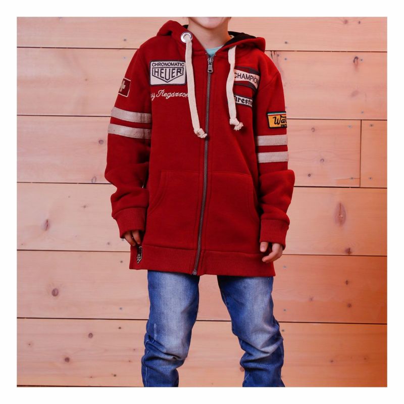 Warson Motors｜レガツォーニ フーディ キッズ｜レッド｜モデル着用