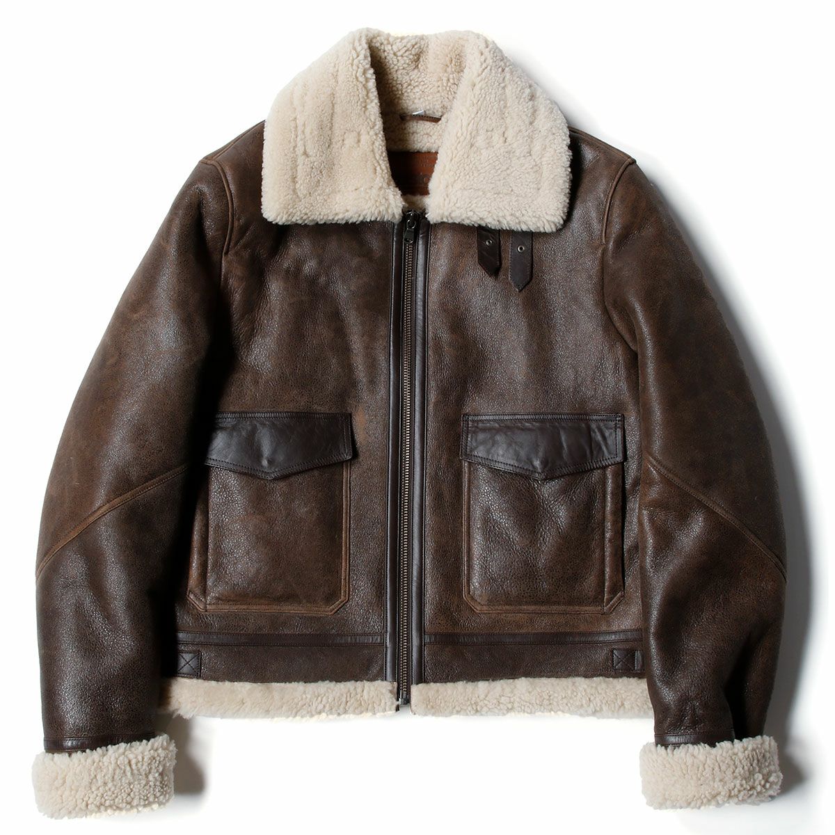 helstons｜サンダー ムートンジャケット｜レザー｜ブラウン