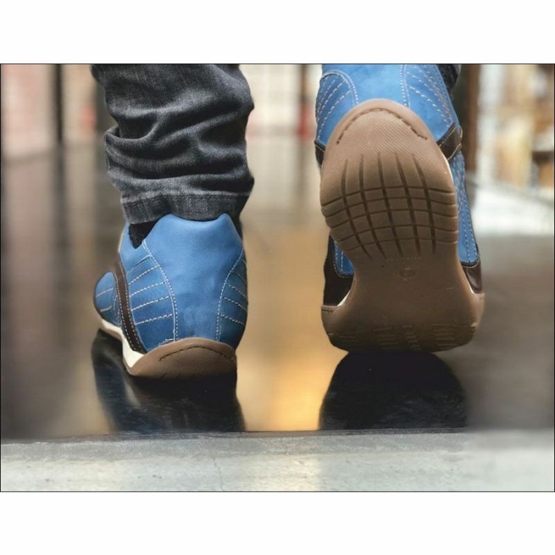 GRANDPRIX ORIGINALS｜GPO スニーカー ラグナセカ｜ブルー×ブラウン｜モデル着用