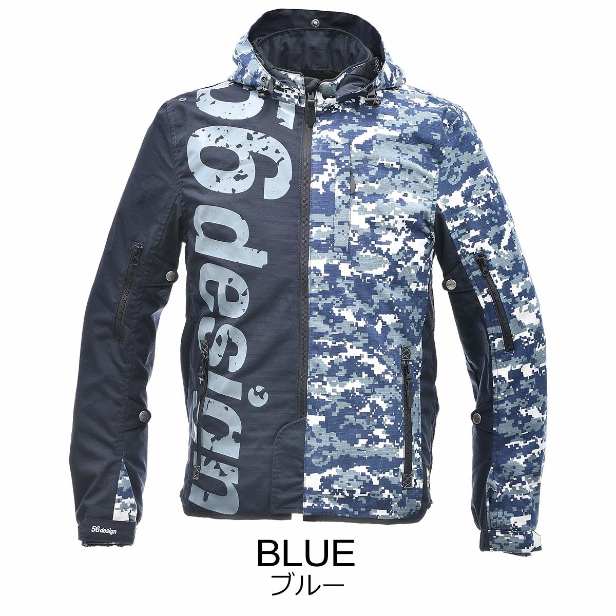 56design｜アシンメトリー コットン パーカー｜ファブリック｜ブルー