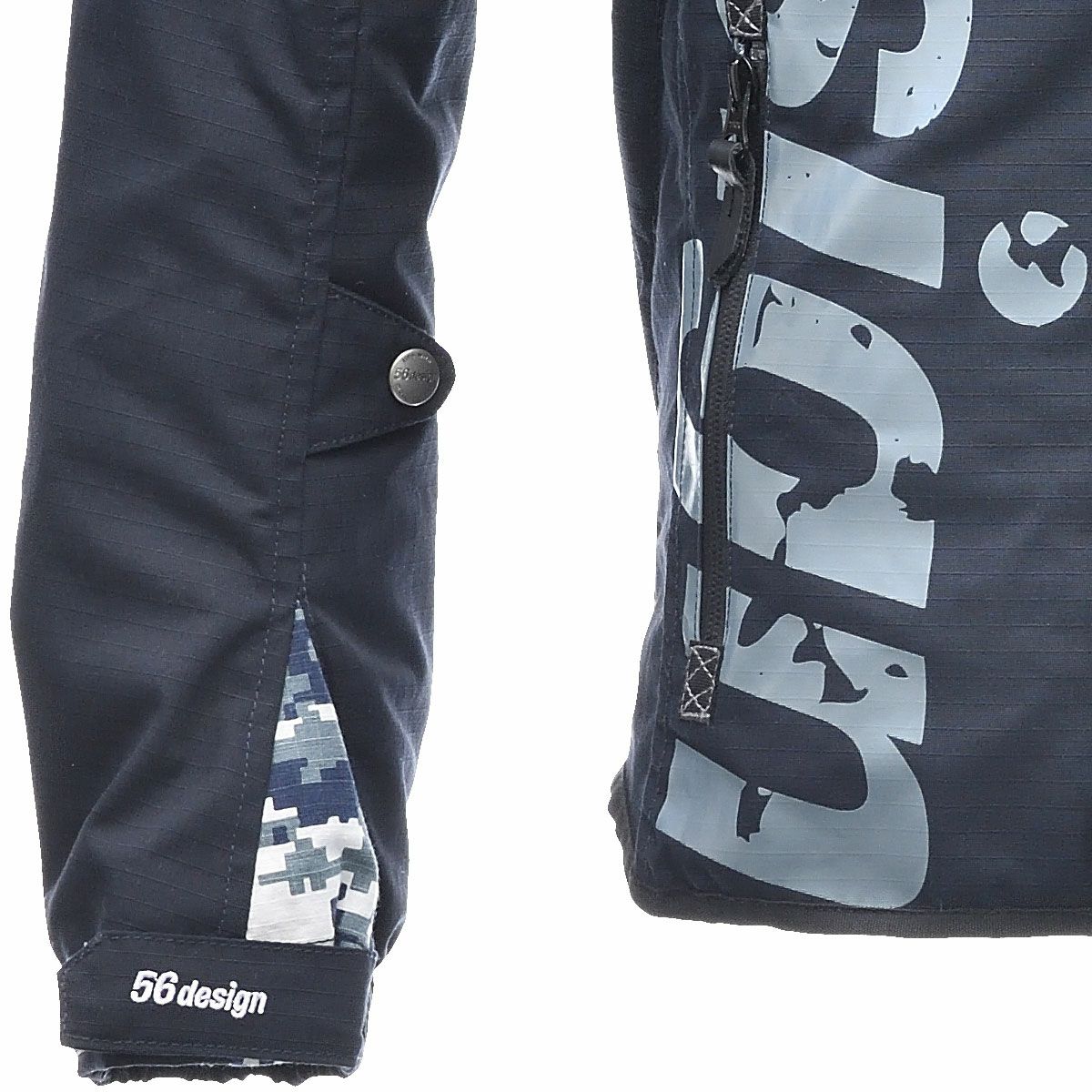 56design｜アシンメトリー コットン パーカー｜ファブリック｜ブルー