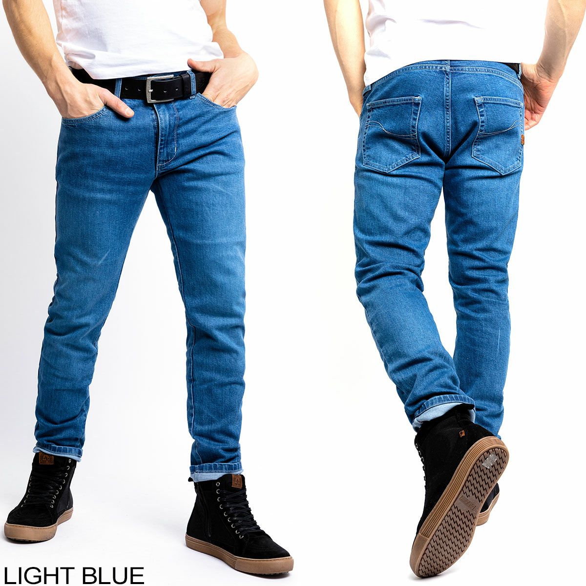 John Doe｜パイオニア モノ XTM ジーンズ｜デニム｜ライトブルー｜モデル着用