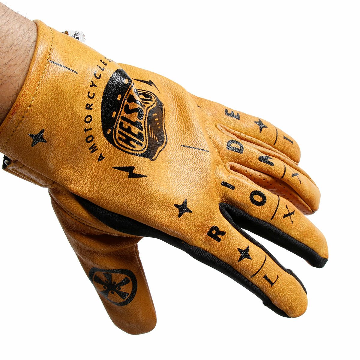 helstons｜カスタム グローブ｜3シーズン｜ゴールド｜モデル着用