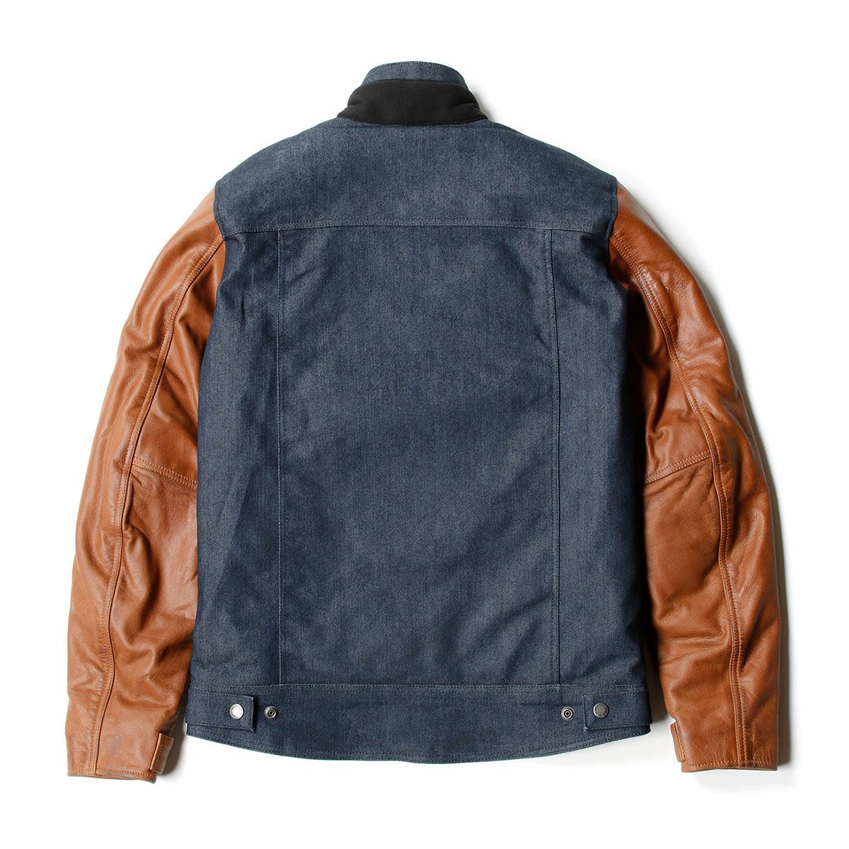 helstons｜ウィンストン コットン レザージャケット｜ファブリック｜ブルー×タン