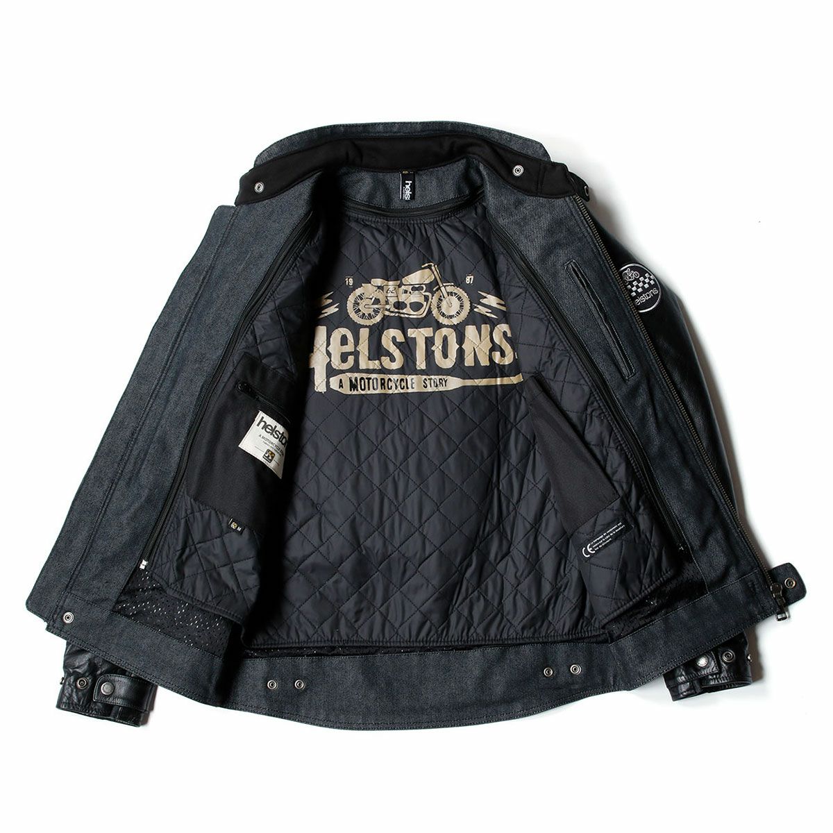 helstons｜ウィンストン コットン レザージャケット｜ファブリック｜ブラック