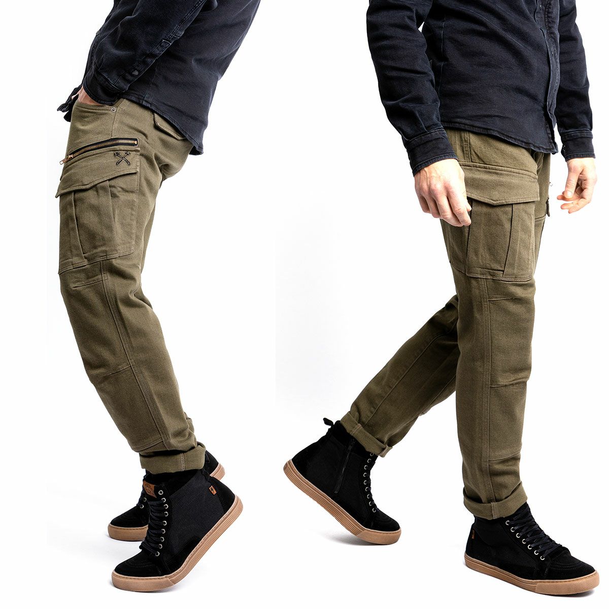 John Doe｜ディフェンダー モノ XTM カーゴパンツ｜チノ・カーゴ｜オリーブ｜モデル着用