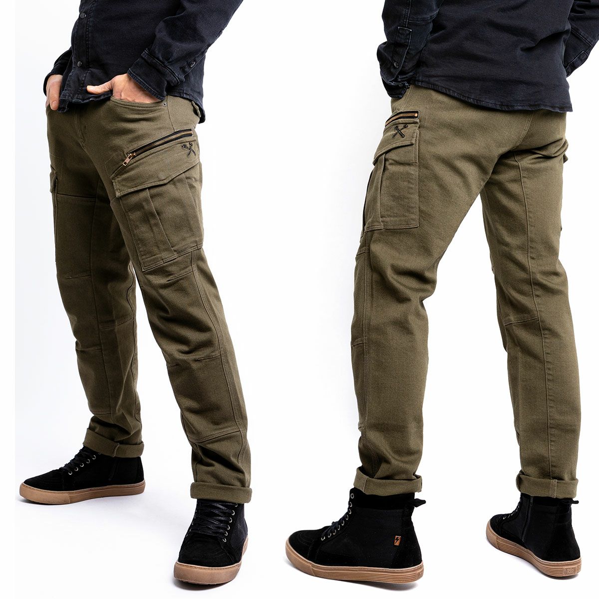 John Doe｜ディフェンダー モノ XTM カーゴパンツ｜チノ・カーゴ｜オリーブ｜モデル着用