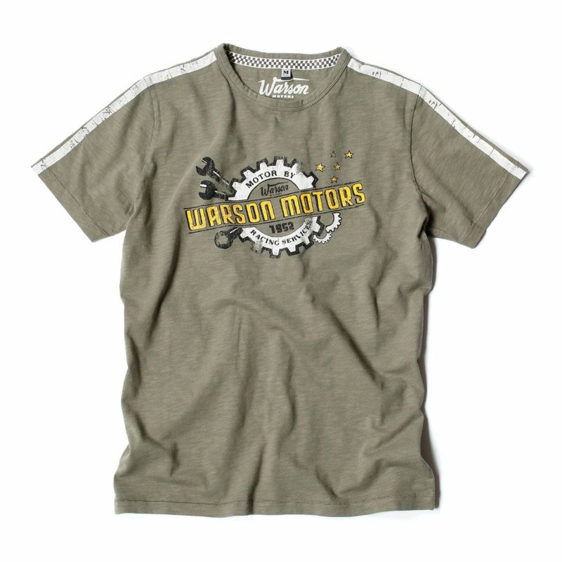 Warson Motors｜レーシング サービス ストーン Tシャツ｜カーキ