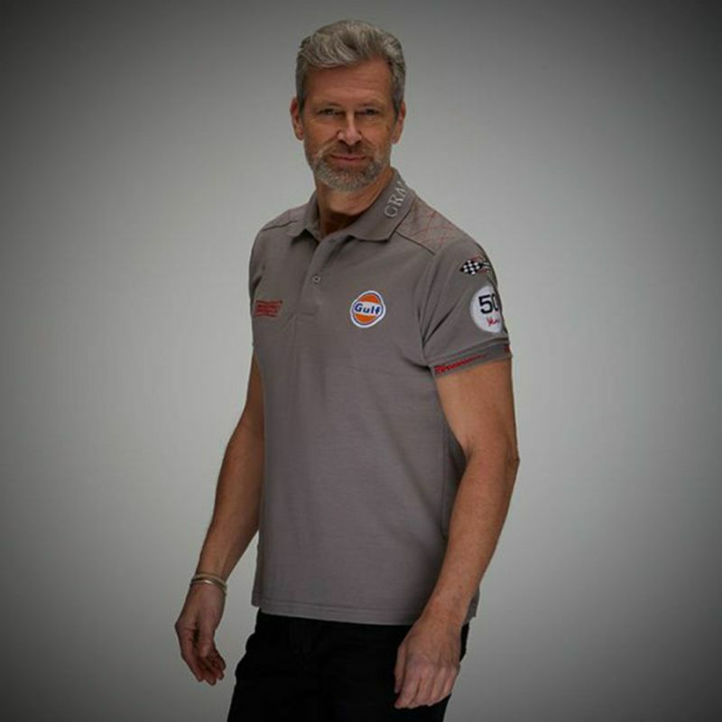 GULF｜M.ディレイニー ｜ポロ｜ポロシャツ｜グレー｜モデル着用