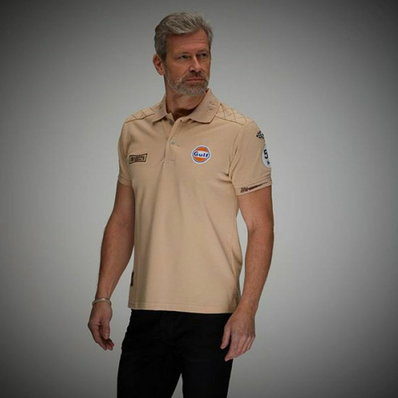 GULF｜M.ディレイニー ポロ｜ポロシャツ｜サンド｜モデル着用