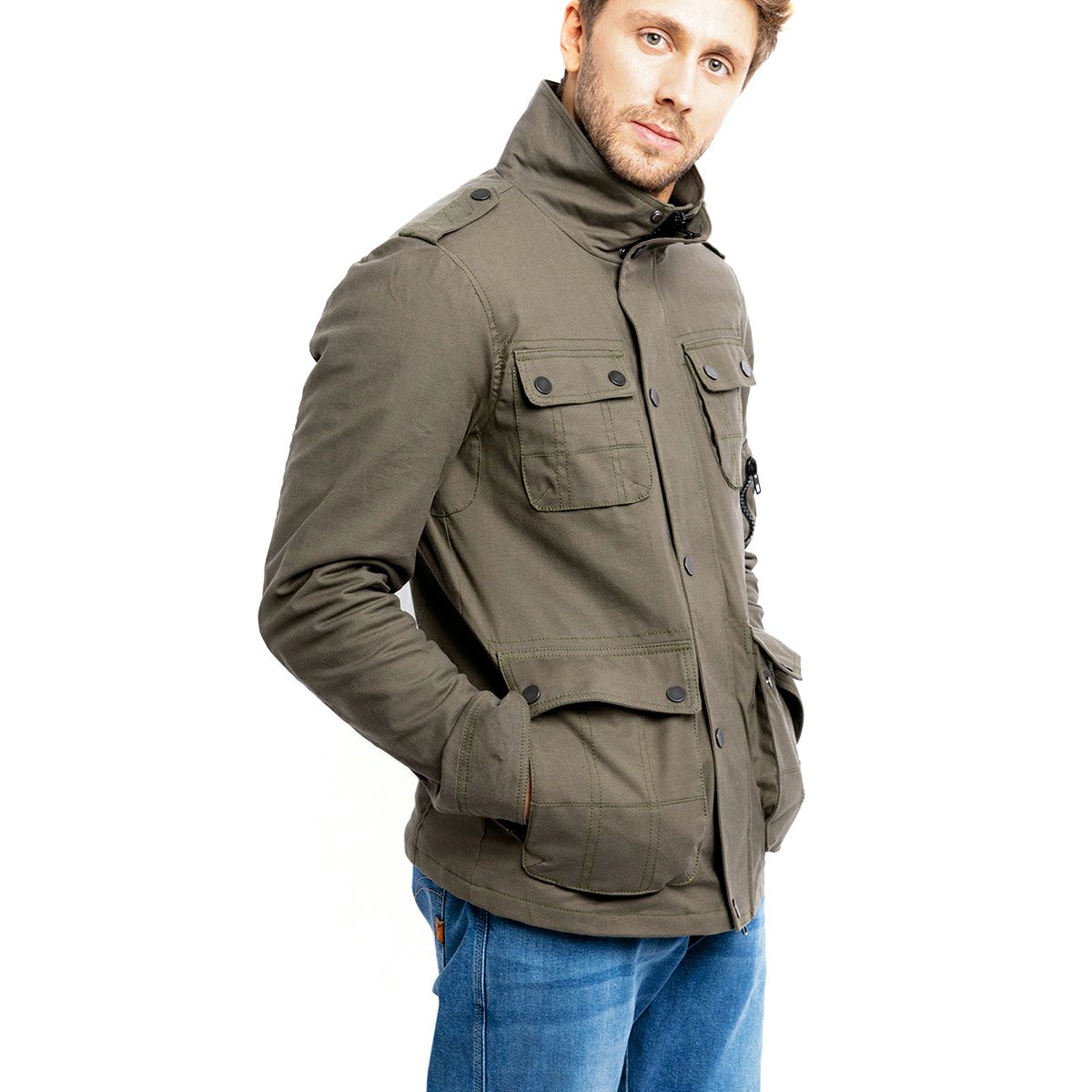 John Doe｜XTM エクスプローラー ジャケット｜ファブリック｜オリーブ｜モデル着用