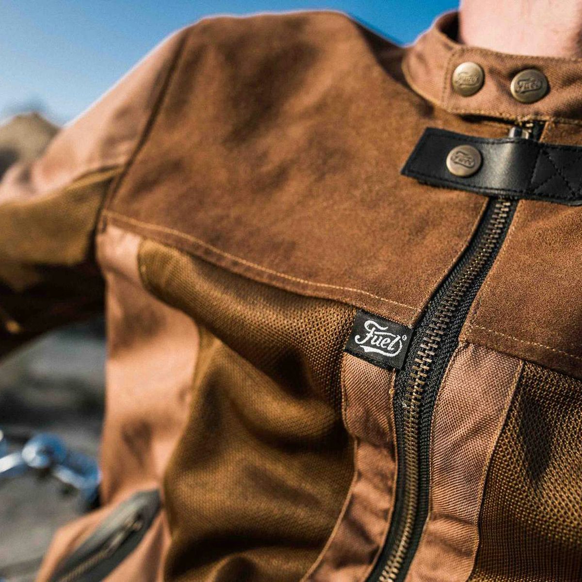 Fuel Motorcycles｜アリゾナ ジャケット｜メッシュ｜タン｜モデル着用
