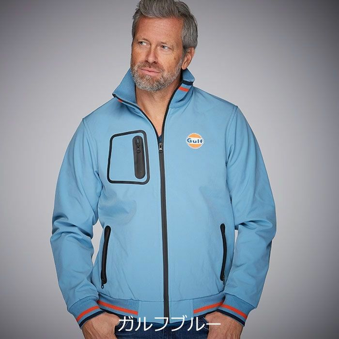 GULF｜ガルフ ソフトシェル ジャケット｜アウター｜ガルフブルー｜モデル着用
