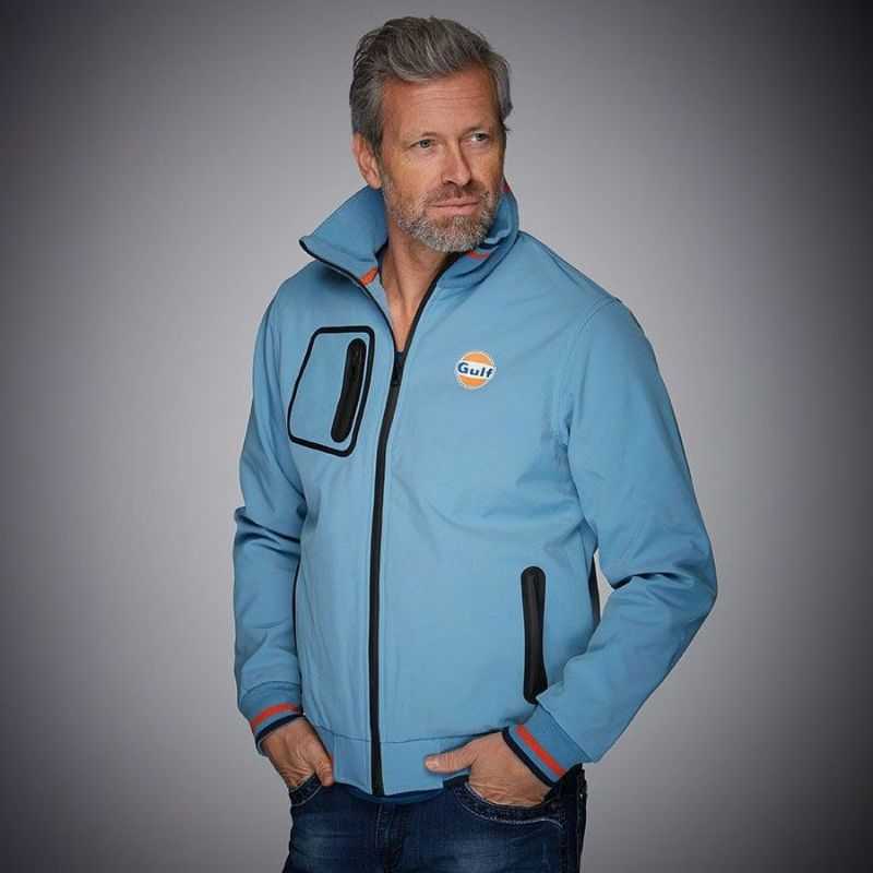 GULF｜ガルフ ソフトシェル ジャケット｜アウター｜ガルフブルー｜モデル着用