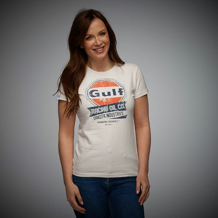 GULF｜レーシング オイル Tシャツ レディ｜Tシャツ｜クリーム｜モデル着用