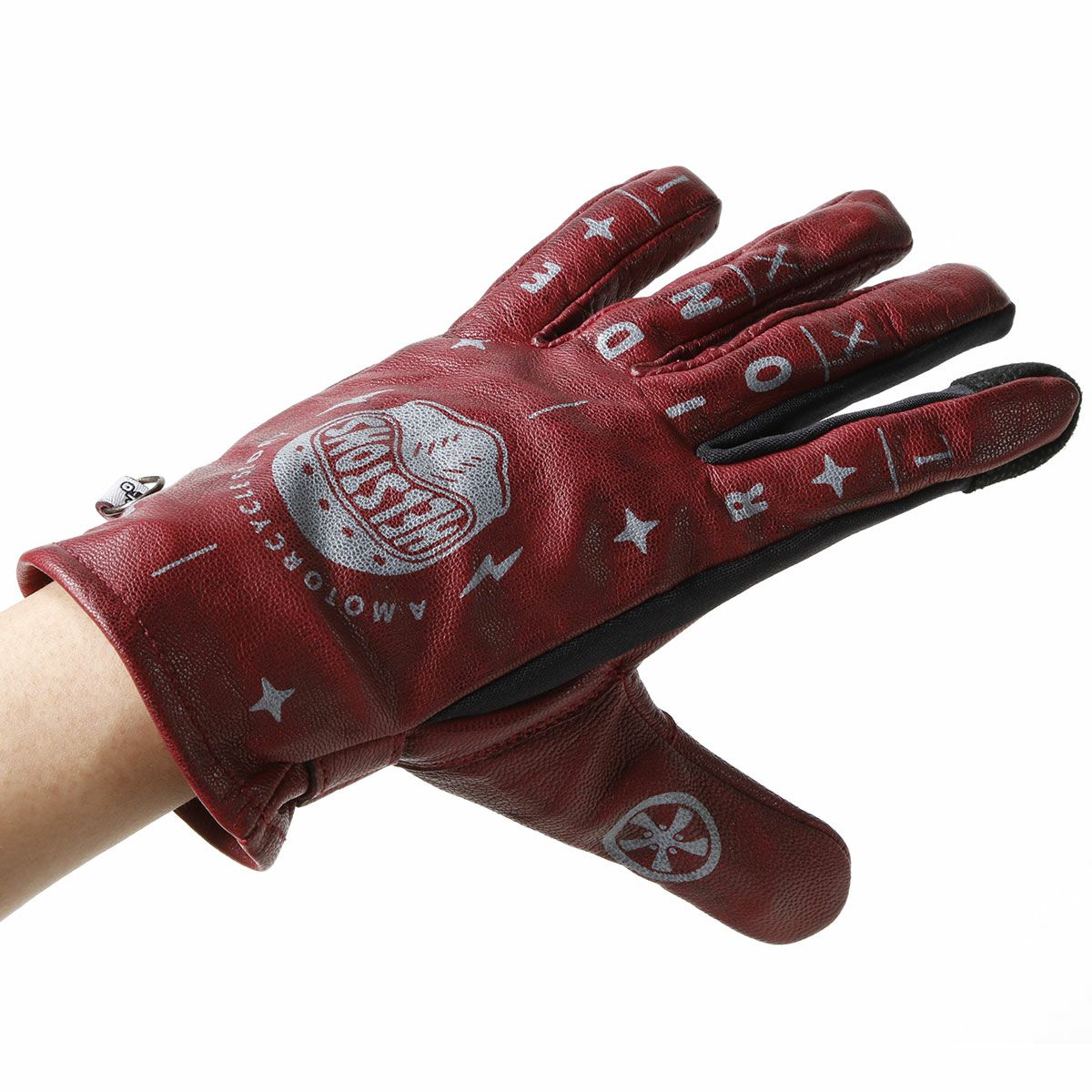 helstons｜グラフィック グローhelstons｜グラフィック グローブ レディ｜3シーズン｜ボルドー｜モデル着用ブ レディ｜3シーズン