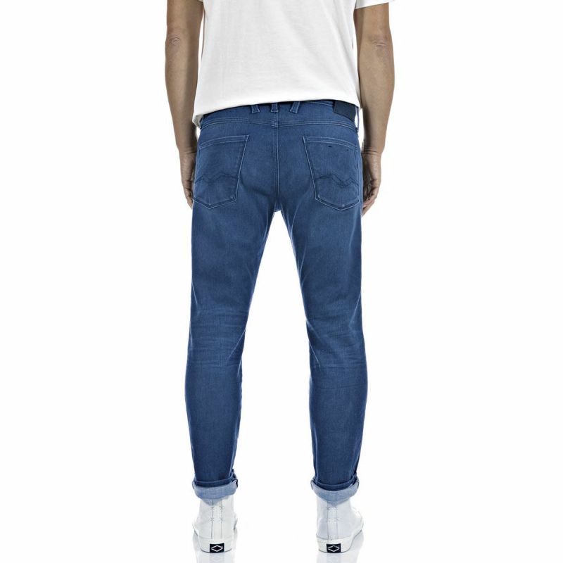 Replay｜チェイン ジーンズ｜デニム｜ミディアムブルー｜モデル着用