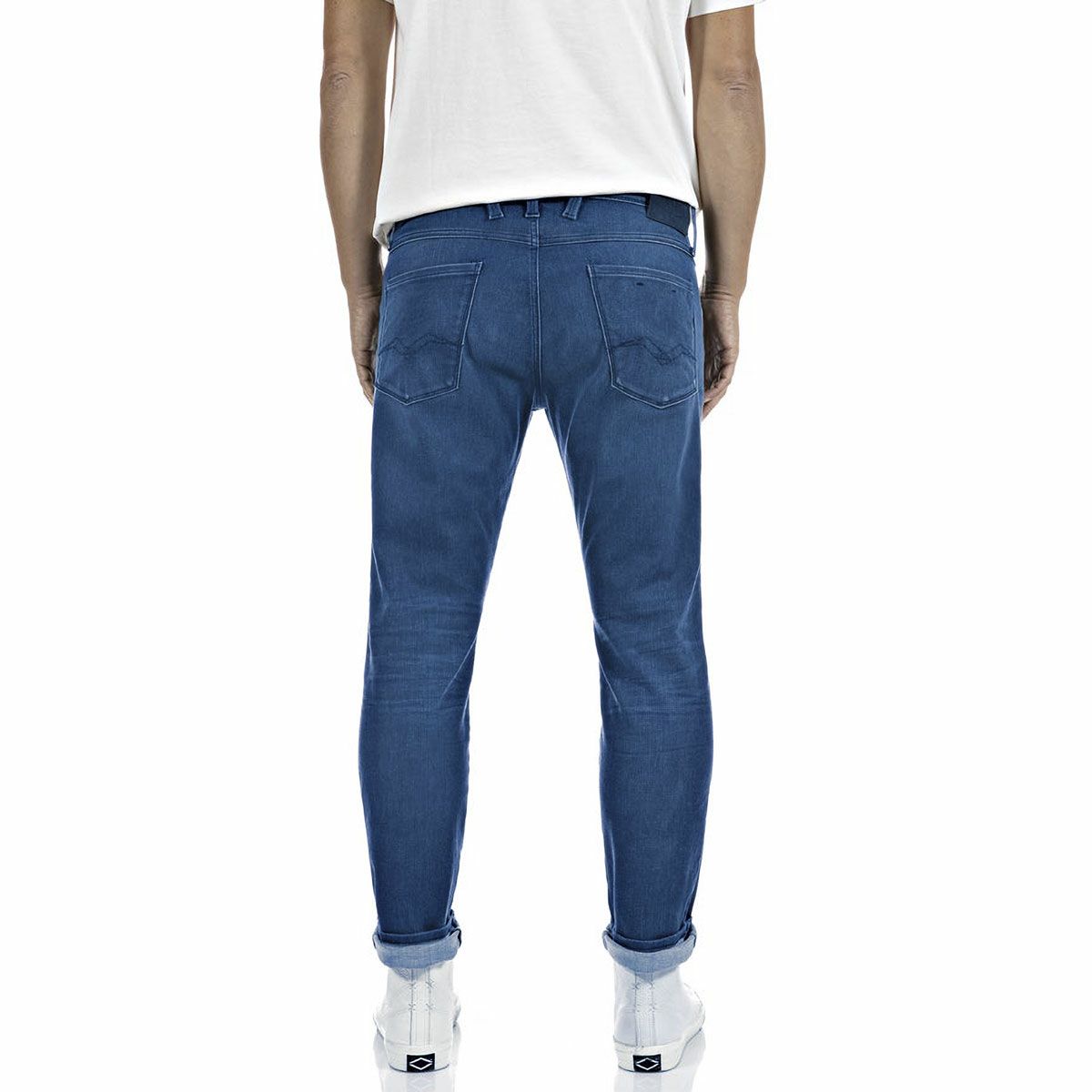 Replay｜チェイン ジーンズ｜デニム｜ミディアムブルー｜モデル着用