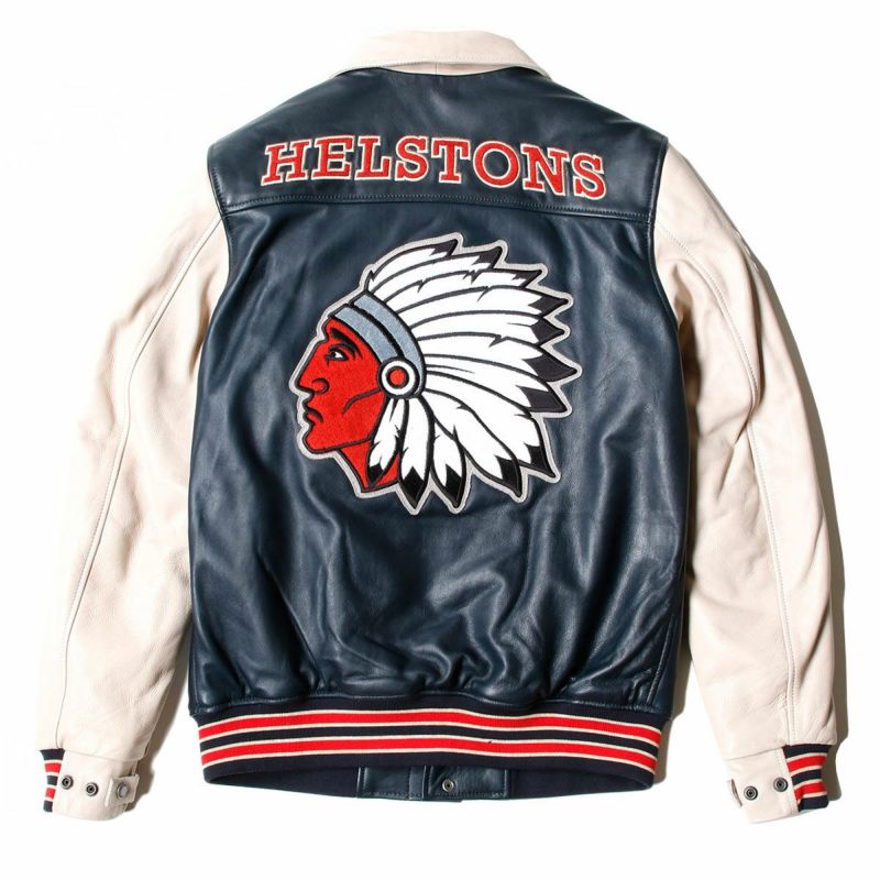 helstons｜シャイアン ラグ レザー ジャケット｜ネイビー×ベージュ