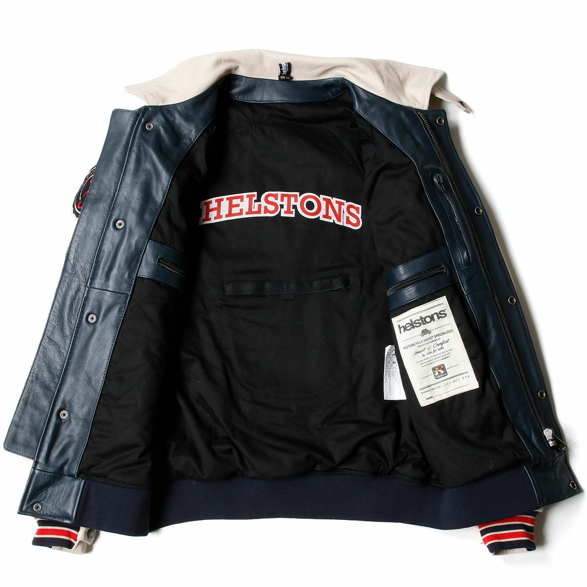 helstons｜シャイアン ラグ レザー ジャケット｜ネイビー×ベージュ